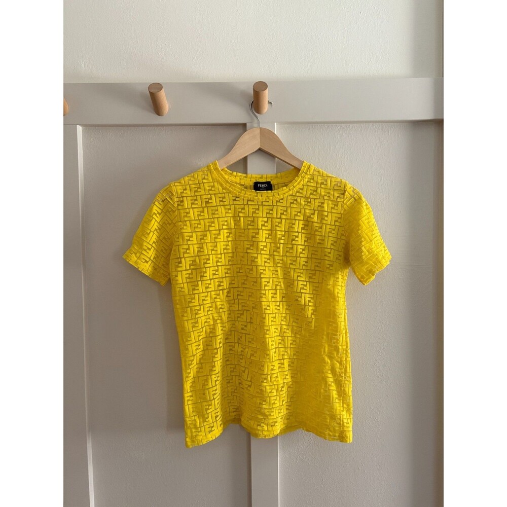 Fendi Yellow Y2K Concert Streetwear Women's Mesh Sheer Top, Size XS/S *Read*
